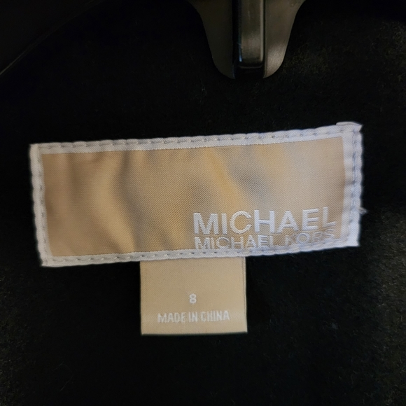 Michael Kors Women's Black Wool and Faux Leather Coat, Size: 8 - Picture 3 of 10